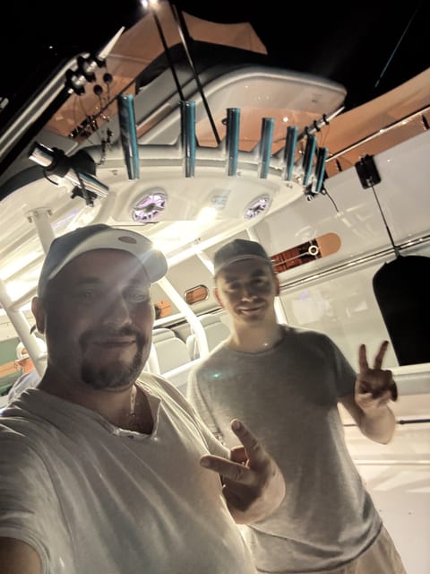 The crew on deck after an evening shoot