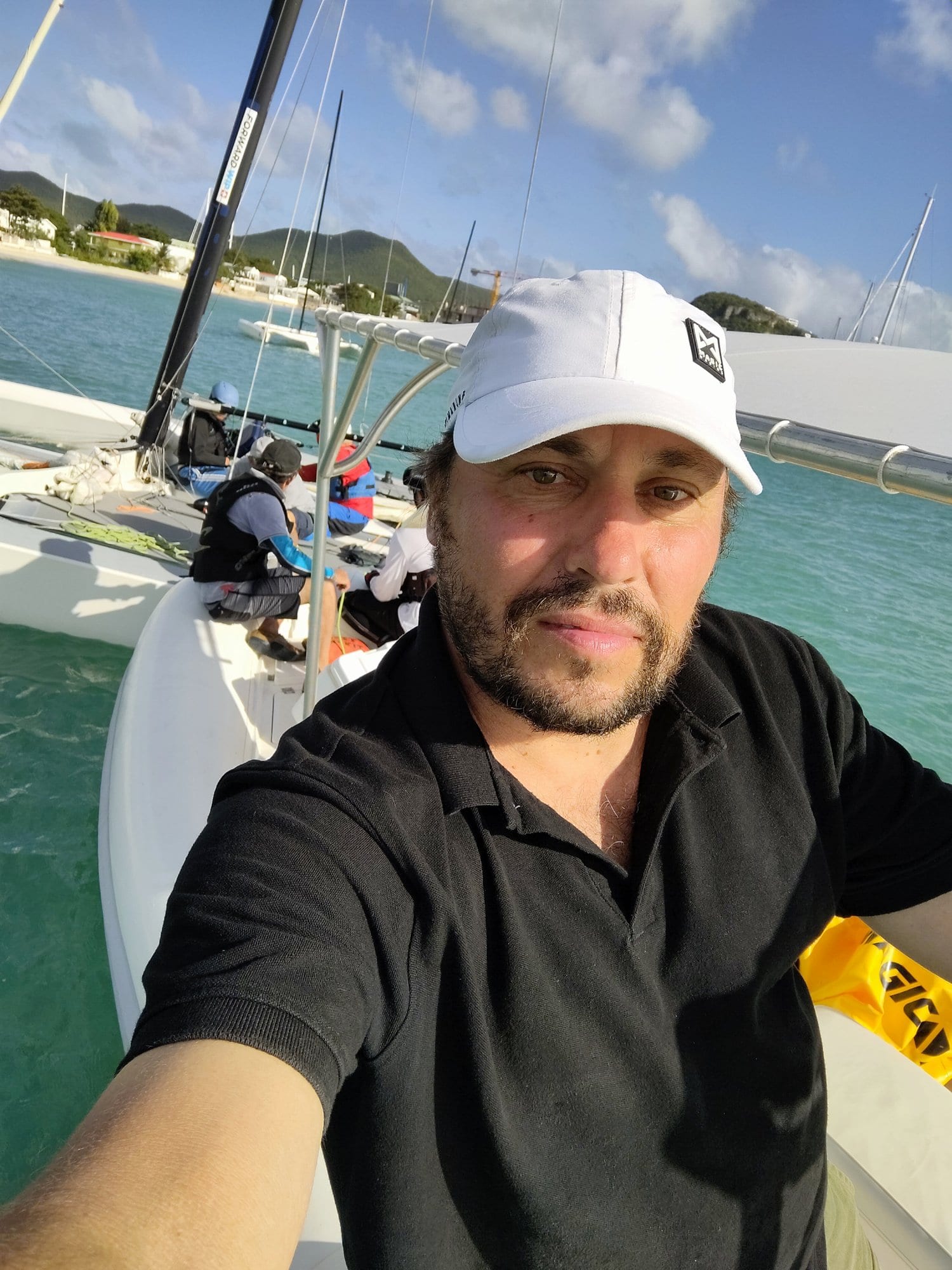 Our photographer on location aboard a boat off St Maarten