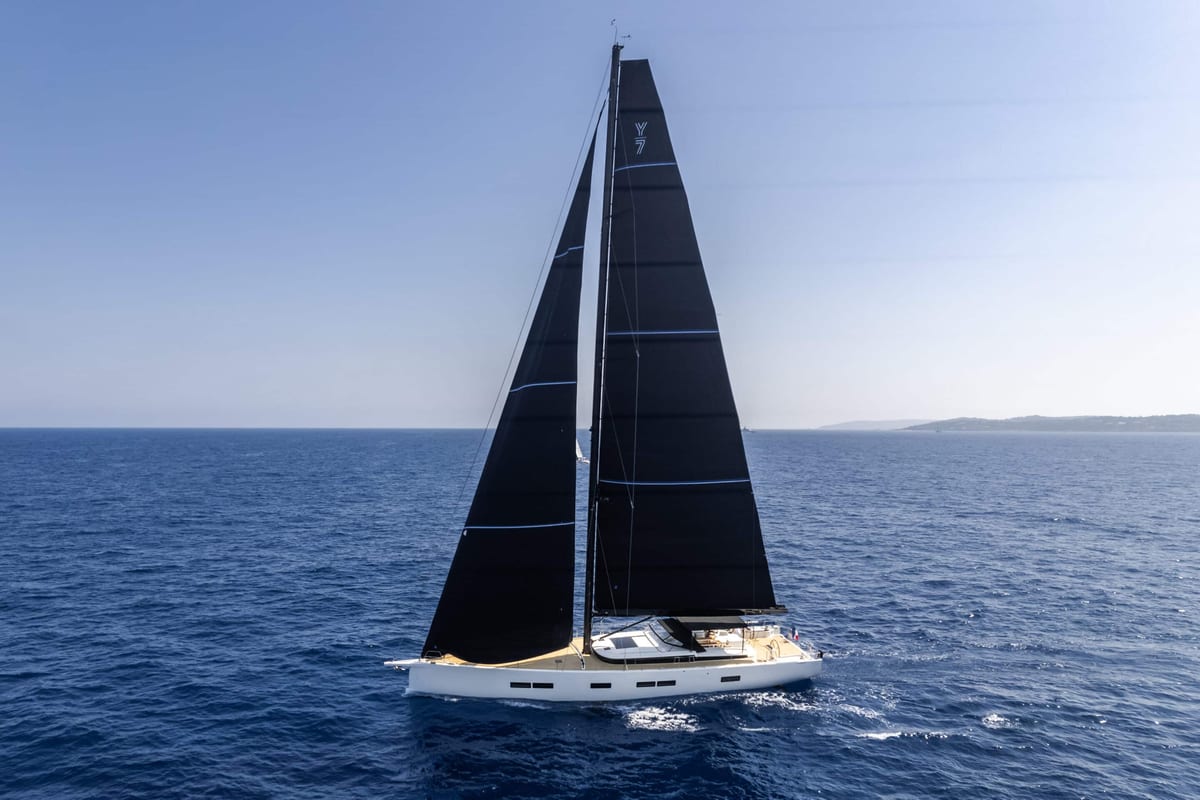 Sailing yacht under sail on open water
