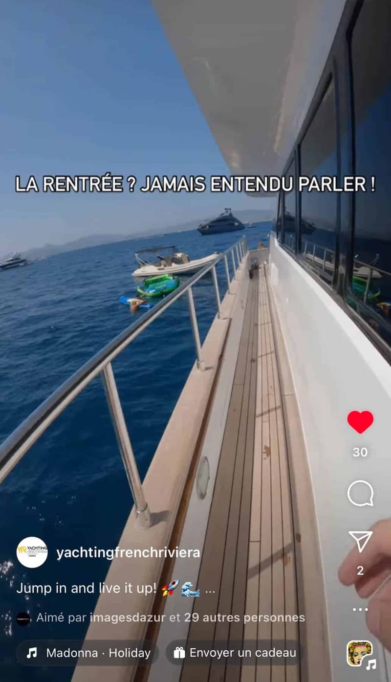Superyacht social media content — owner lifestyle