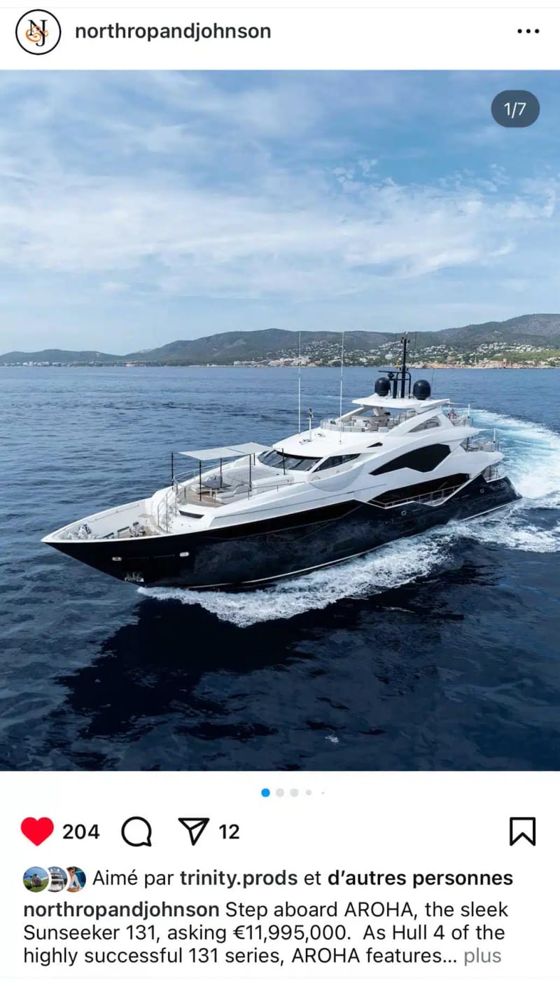 Superyacht social media content — owner lifestyle