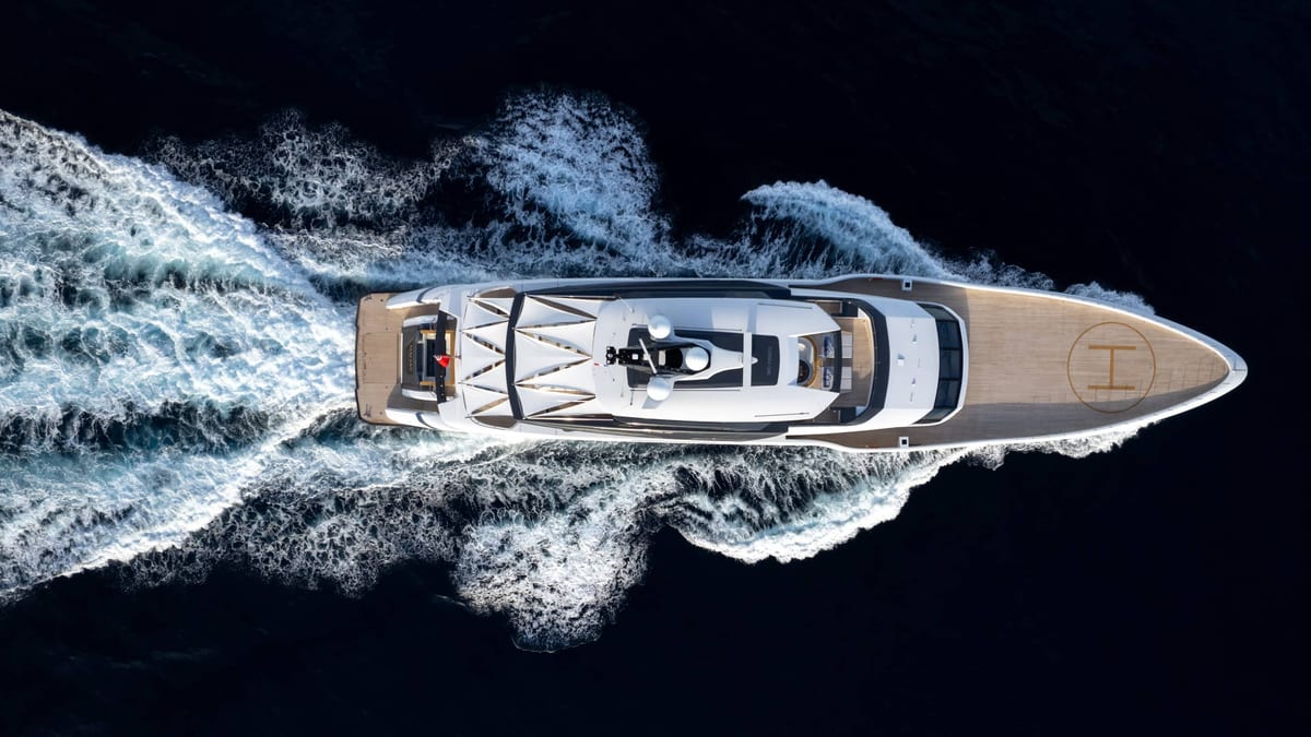Superyacht moored in a marina